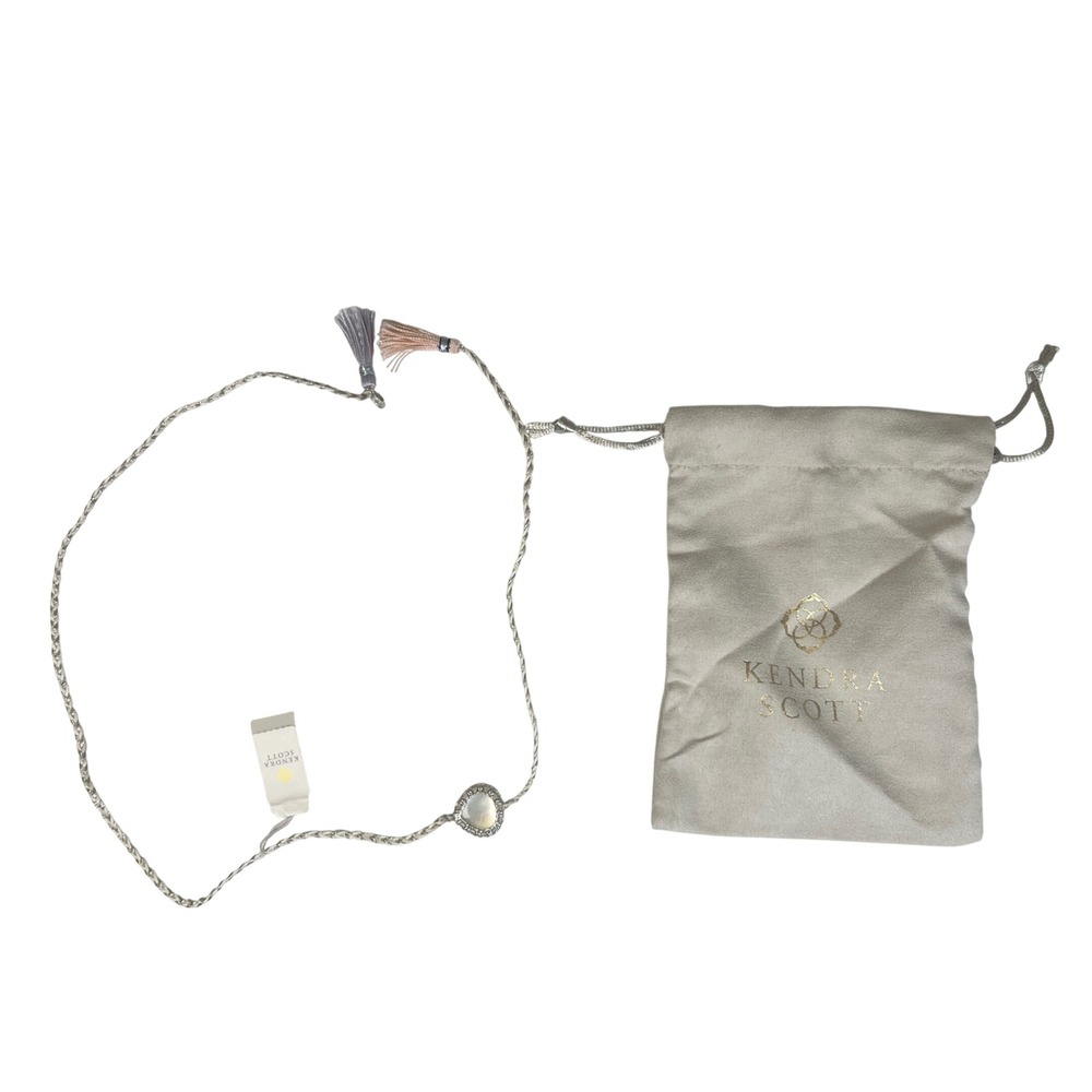Kendra Scott Kenzie Wrap Bracelet Women OS Silver Tassel Iridescent Stone New